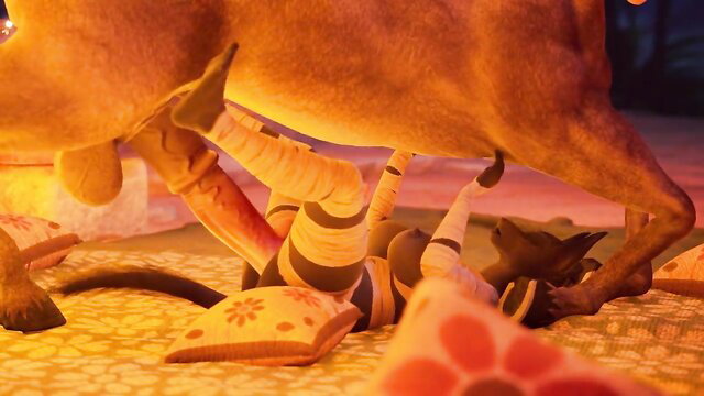 Furry centaur beast fucking striped leggy furry in wild sex scene