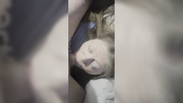 Blonde wife wakes up with cock in throat after party deepthroat