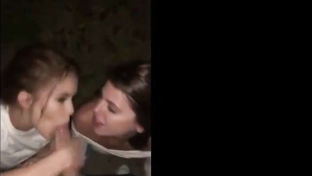 Adriana Chechik lesbian kiss with young brunette in threesome BJ