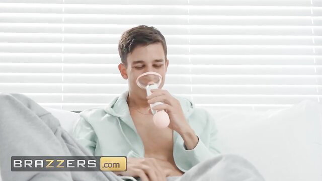 Parker Ambrose sucking pink toy in sultry Brazzers scene
