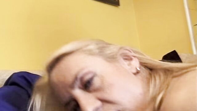 Blonde French MILF face closeup in hardcore tgirl fuck video