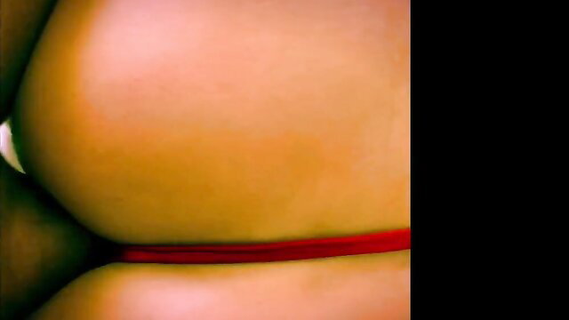 Wife's thick black ass in red thong, Christmas surprise tease
