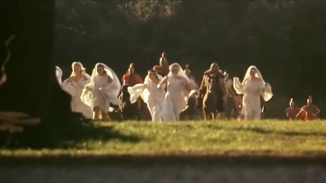 Caligola women in sheer white veils running nude orgy scene HD