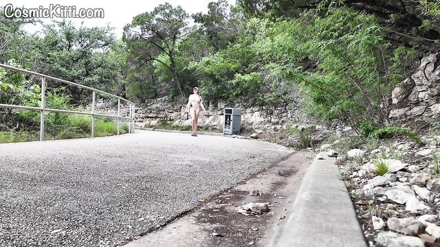 Nude amateur woman walking trail in 1st solo nudist nature vlog