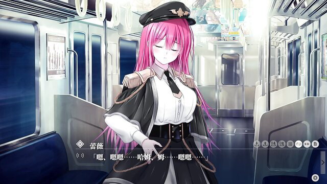 Pink-haired anime girl in military uniform on train, Levi 4 hentai chikan scene