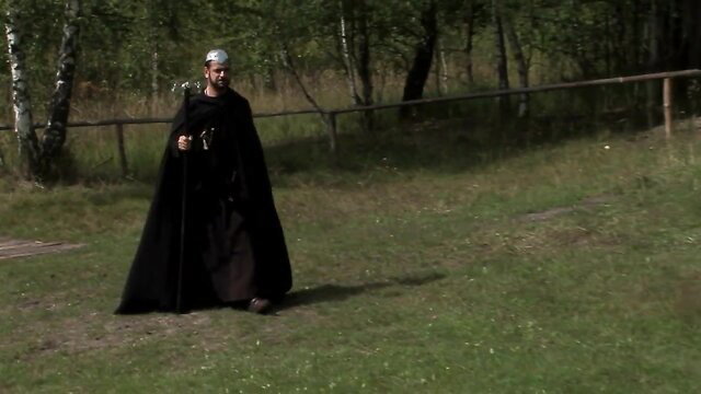 Medieval cloaked man in forest, Silvia Saint Caylian Curtis vibe