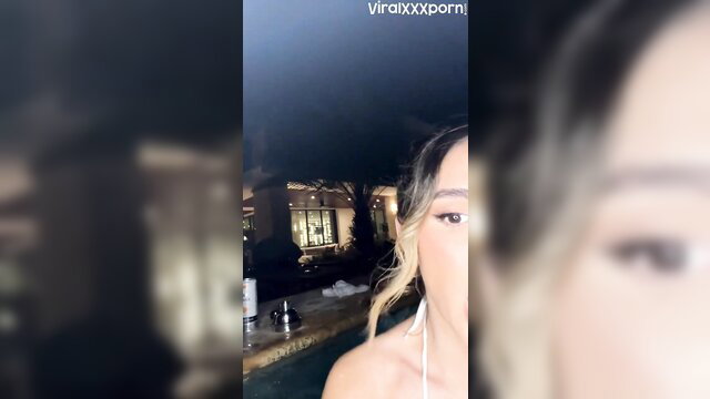 Lyna Perez blurry night poolside tease, leaked 2023 cam show