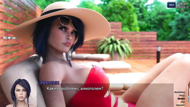 Asian beauty in skimpy red bikini lounging poolside, big tits busting out