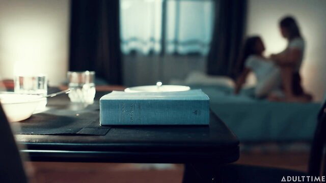 Alina Lopez and Kendra Spade nude lesbian embrace on bed