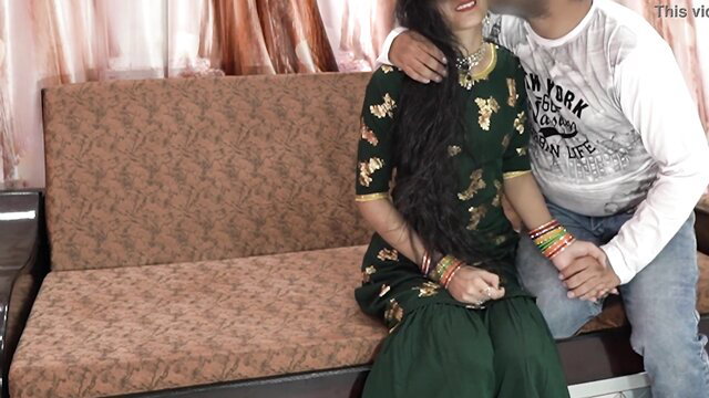 Your Priya in green saree embraced by Harami Pati on sofa