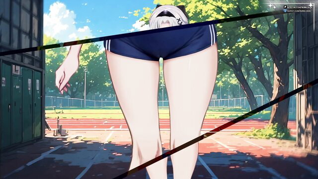 Anime school bully in tight bloomers showing thick thighs and ass, sweaty feet tease
