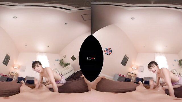 Japanese amateur VR girl nude on bed in panties, sexy pose