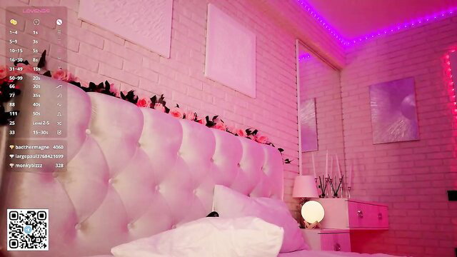 Ruta_meow skinny 18yo camgirl on pink bed, new Chaturbate lovense show