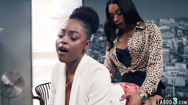 Ebony secretary fucked by naughty black boss at office desk