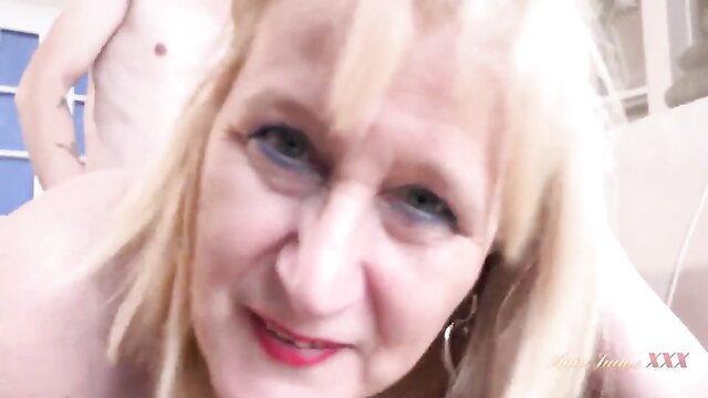 Sexy BBW granny closeup with man, hot mature porn thumbnail