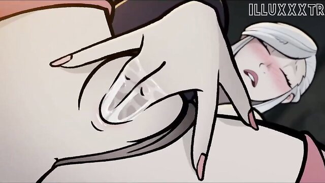 Anime girl fisted in pussy closeup, aroused expression, hentai style