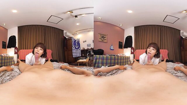 VR Asian cutie yammy girl gives closeup handjob in POV