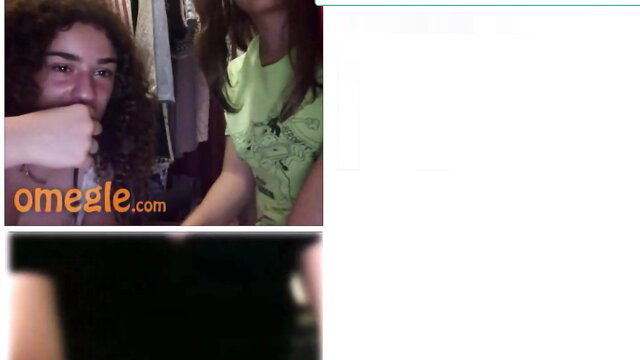 Two hot amateur teen girls flashing tits on Omegle webcam