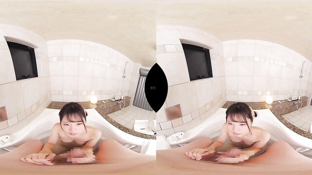 Asian teen nude in bathtub POV, wet pussy closeup horny bath