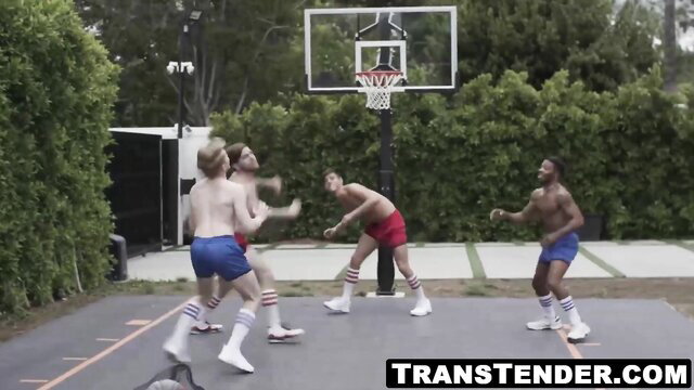 Eva Maxim trans spit roast gangbang with two fit athletic studs