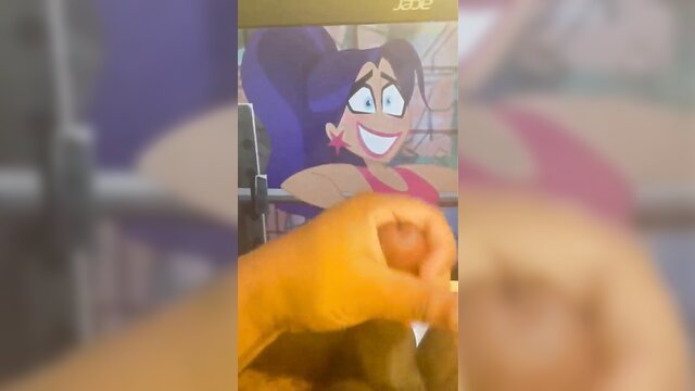 Wonder Lady cartoon DCSHG hentai cum tribute on smiling purple-haired heroine