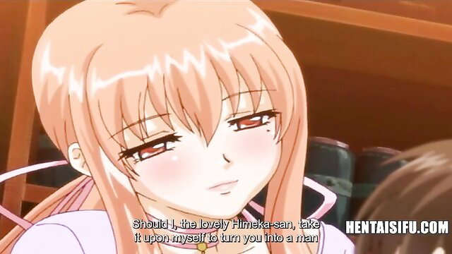 Blonde hentai goddess Himemiya offers pre-marriage sex lesson to man