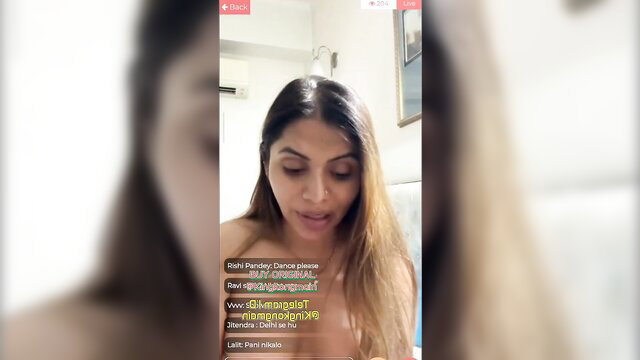 Indian beauty Sonia Arora closeup selfie in explicit live show
