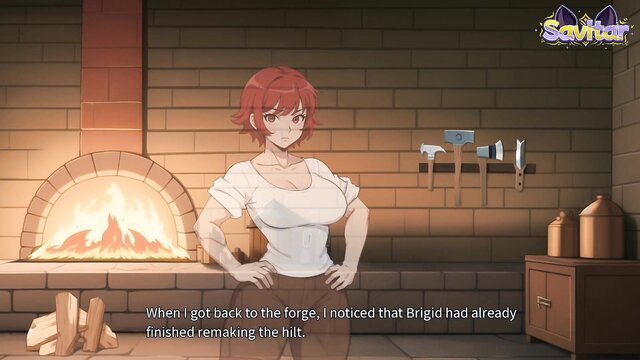 Redhead tomboy with huge tits in tight tank top at forge