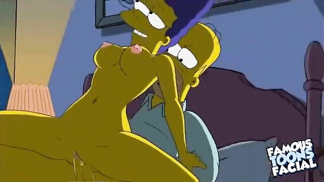Marge Simpson naked fucked by Homer creampie closeup