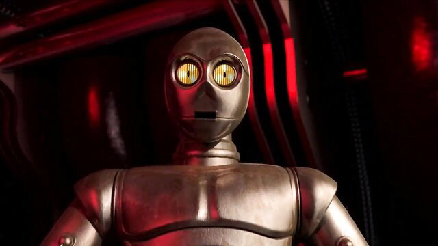 Allie Haze as gold robot sucking huge cock in Star Wars parody