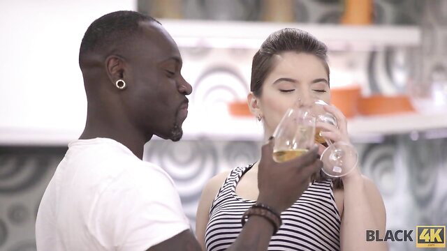 Evelina Darling sips wine with black stud EboBlack in teasing preview