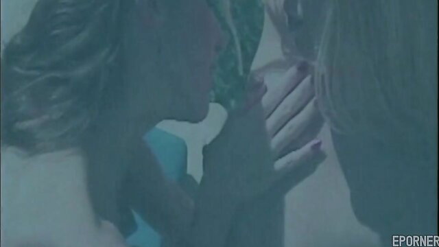 Jewell Marceau in spicy retro lesbian scene, close embrace