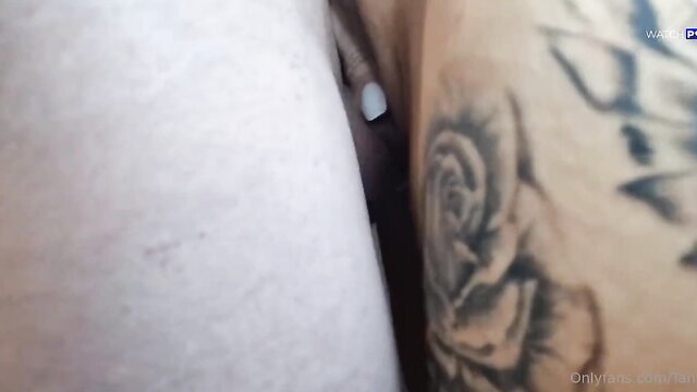 Tania Amazon wet naked shower closeup with tattooed arm