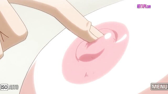 Skinny small tits hentai girl fingering wet pussy closeup