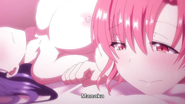 Manaka pink hair hentai girl nude with sisters in bed, teen dream gangbang