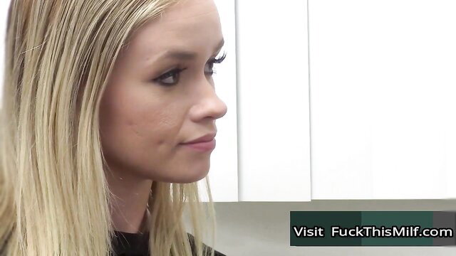 Hot blonde Khloe profile closeup in stepbro threesome porn