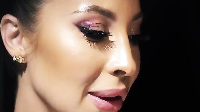 Gorgeous Melissa Stratton closeup with glam makeup and glossy lips