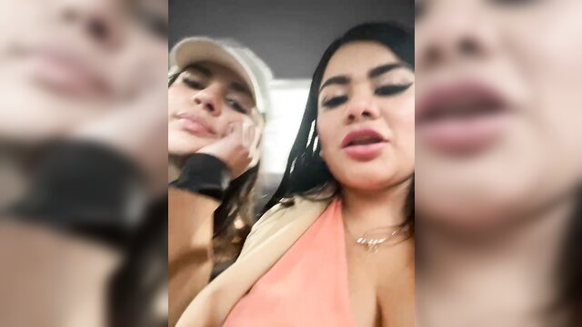 Insane_Issa and friend topless selfie, big tits out, latina twerk tease