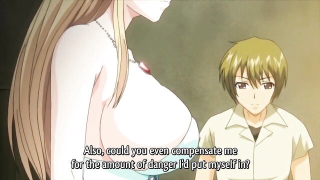 Busty blonde anime girl in lingerie teases boy in Colosseum no Senki hentai