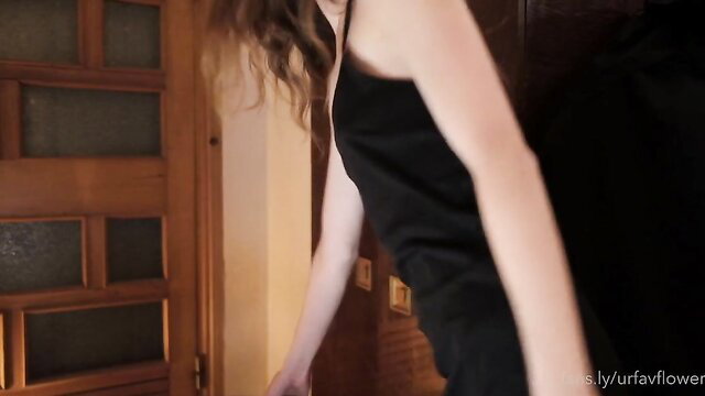 urfavflwers in tight black slip dress, teasing camshow pose