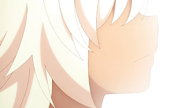 Blonde anime girl profile with flowing white hair, ecchi magical girl from Super HxEros hentai