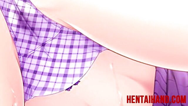Hentai stepmom in sheer purple gingham panties, plump ass upskirt tease