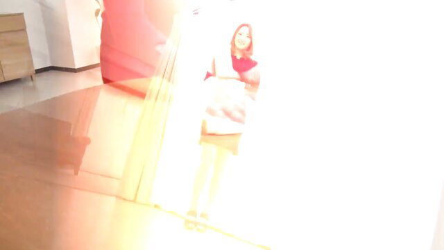 Rena Fukiishi in red top and mini skirt seducing son's friend