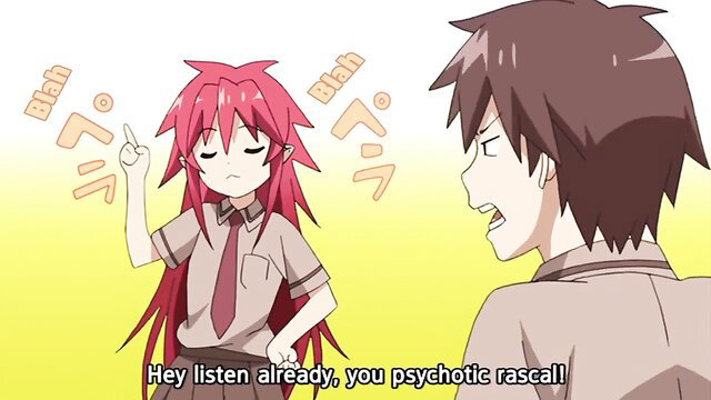 Anime redhead schoolgirl yells at guy, psychotic rascal hentai scene