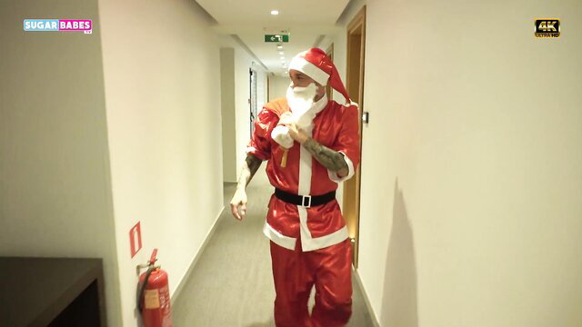 Diana Gabrovska as sexy Santa in hotel, Bulgarian MILF anal Xmas