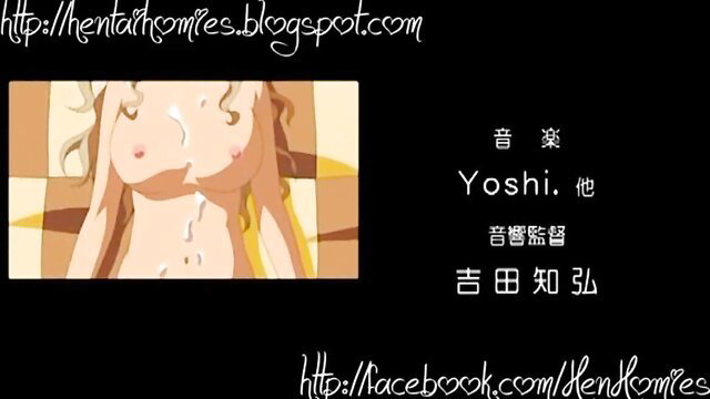 Blonde anime girl ahegao with cum on tits in bondage hentai