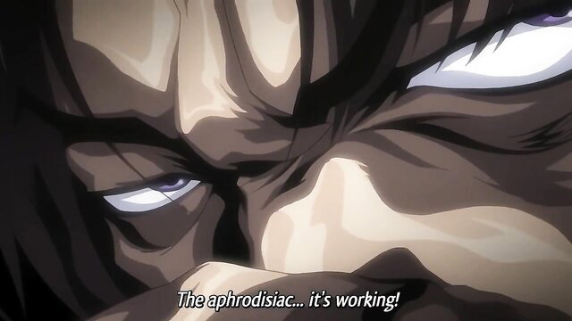 Anime hentai girl eyes wide with lust from aphrodisiac effect, intense expression