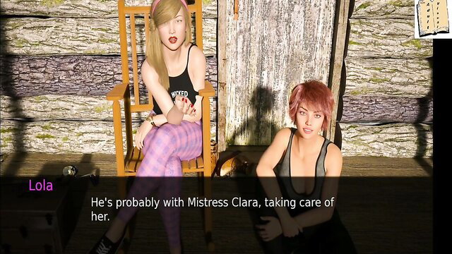 Two women in a dimly lit room