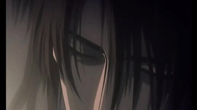 Close-up of traumatized anime guy's teary eyes in rough gay hentai