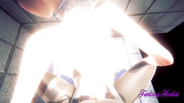 3D hentai anime girl POV fuck with glowing cumshot cosplay